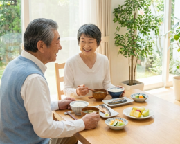 朝食を食べる夫婦のイメージ画像