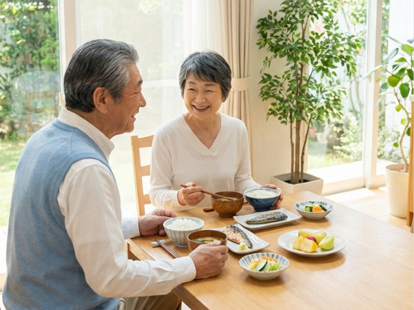 朝食を食べる夫婦のイメージ画像