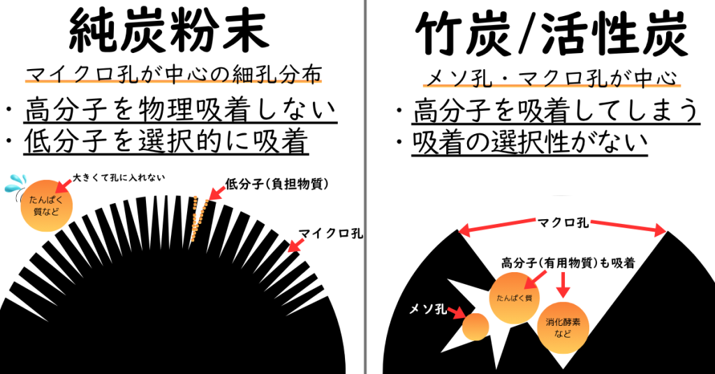 祷炭粉末の孔の構造