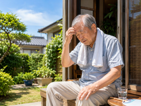 夏場体調を崩しているシニア男性のイメージ画像