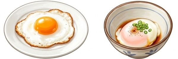 目玉焼きと温泉卵のイメージ画像