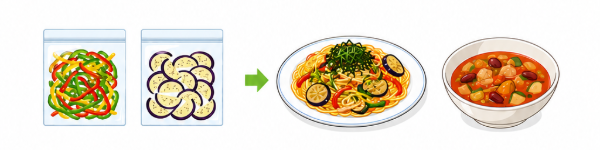 和風パスタ・ミネストローネスープ