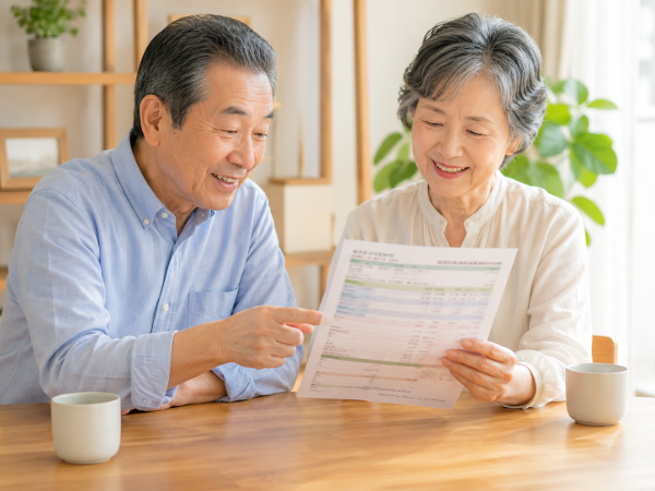 検査結果の用紙を見ながら夫婦で話しているイメージ画像