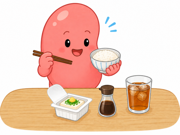 ご飯を食べる腎臓クンのイメージ画像