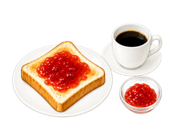 甘く偏った朝食のイメージ画像
